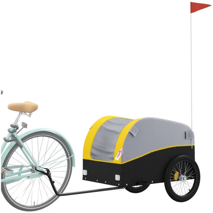 Cykelvagn svart och gul 45 kg järn vidaXL 133 x 68 x 68 cm – bild 3