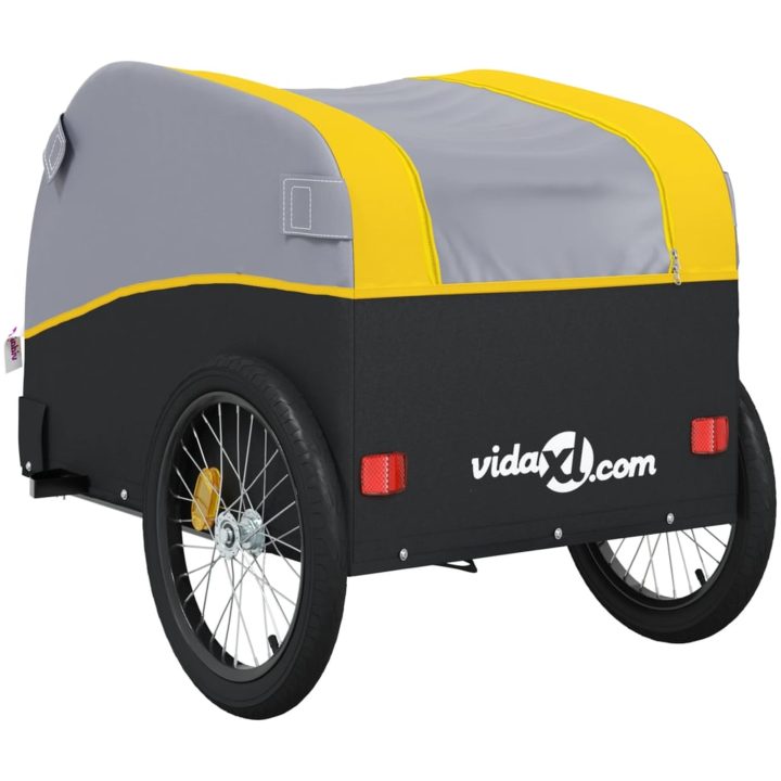 Cykelvagn svart och gul 45 kg järn vidaXL 133 x 68 x 68 cm – bild 8