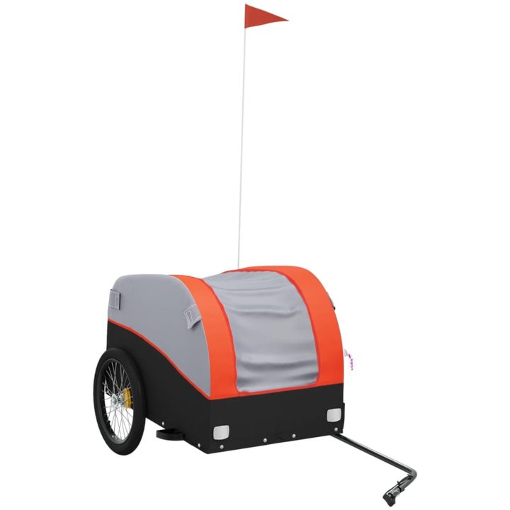 Cykelvagn svart och orange 45 kg järn vidaXL 133 x 68 x 68 cm – bild 2