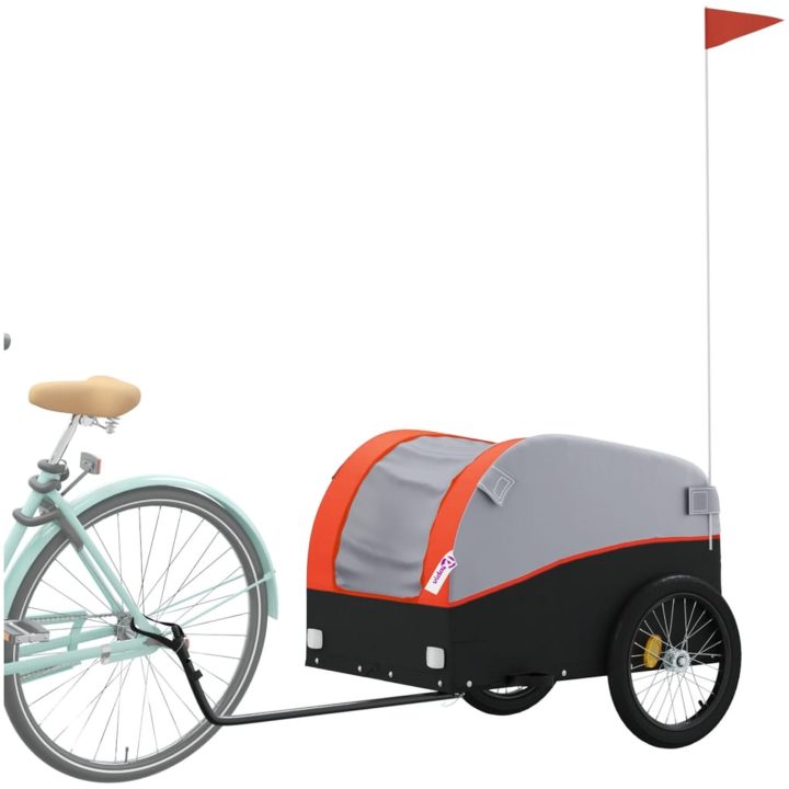 Cykelvagn svart och orange 45 kg järn vidaXL 133 x 68 x 68 cm – bild 3