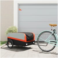 Cykelvagn svart och orange 45 kg järn vidaXL