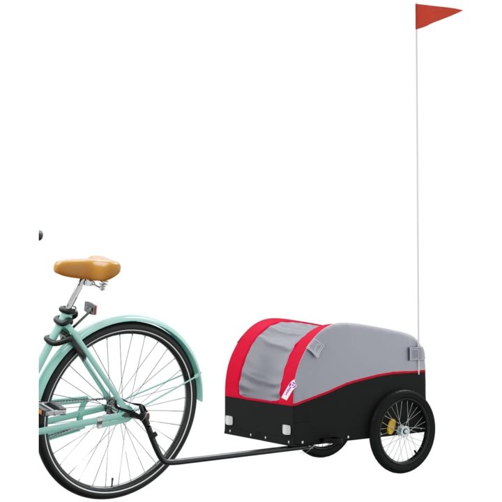 Cykelvagn svart och röd 30 kg järn vidaXL 123 x 52 x 53 cm – bild 3