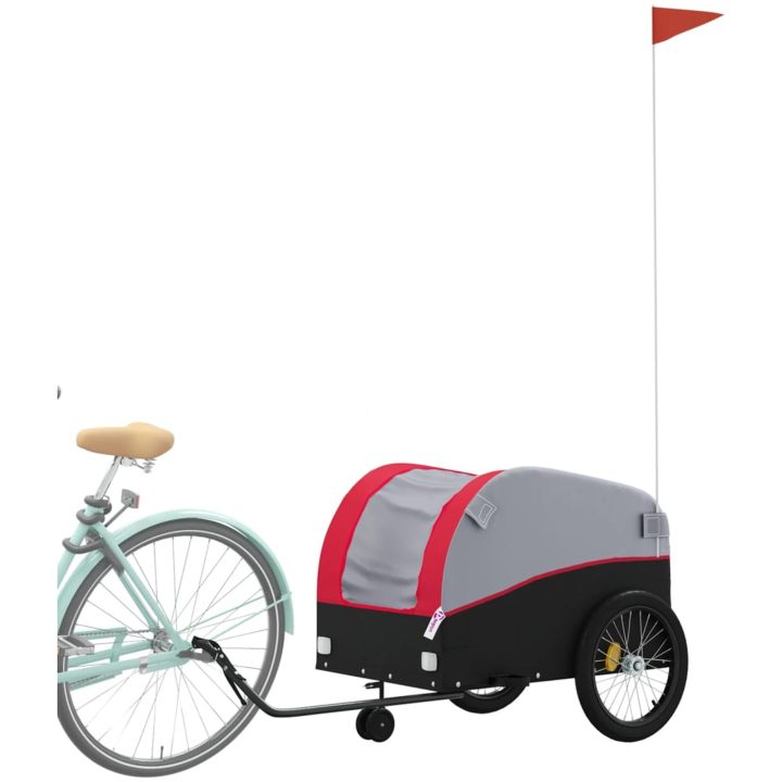 Cykelvagn svart och röd 45 kg järn vidaXL 63 x 126 x 63 cm – bild 3
