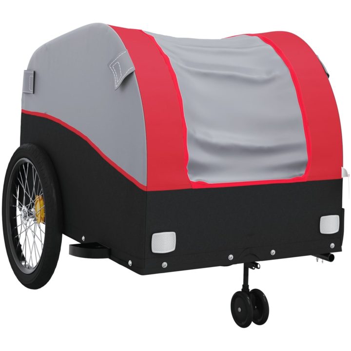 Cykelvagn svart och röd 45 kg järn vidaXL 63 x 126 x 63 cm – bild 4