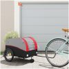 Cykelvagn svart och röd 45 kg järn vidaXL 63 x 126 x 63 cm – miniatyr 1