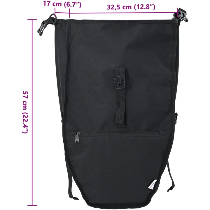 Cykelväska för Pannier Rack 25 L Svart 32.5x17x57 cm vidaXL Mediestorlek – bild 12