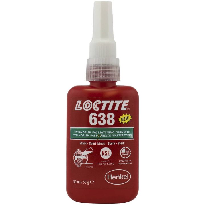 Cylindrisk fastsättning, höghållfast 638 LOCTITE LIM CYLINDRISK 638 50ML – bild 2