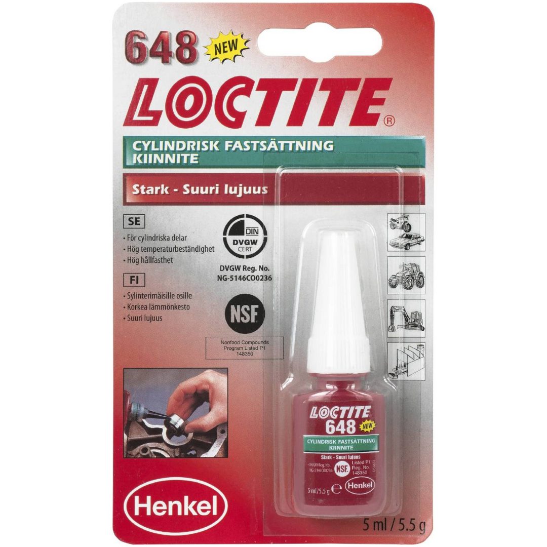 Cylindrisk fastsättning, höghållfast 648 LOCTITE LIM CYLINDRISK 648 5ML