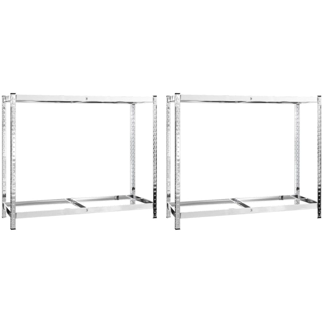 Däckställ 2 hyllplan silver 2 st stål vidaXL 110 x 40 x 110 cm – bild 2