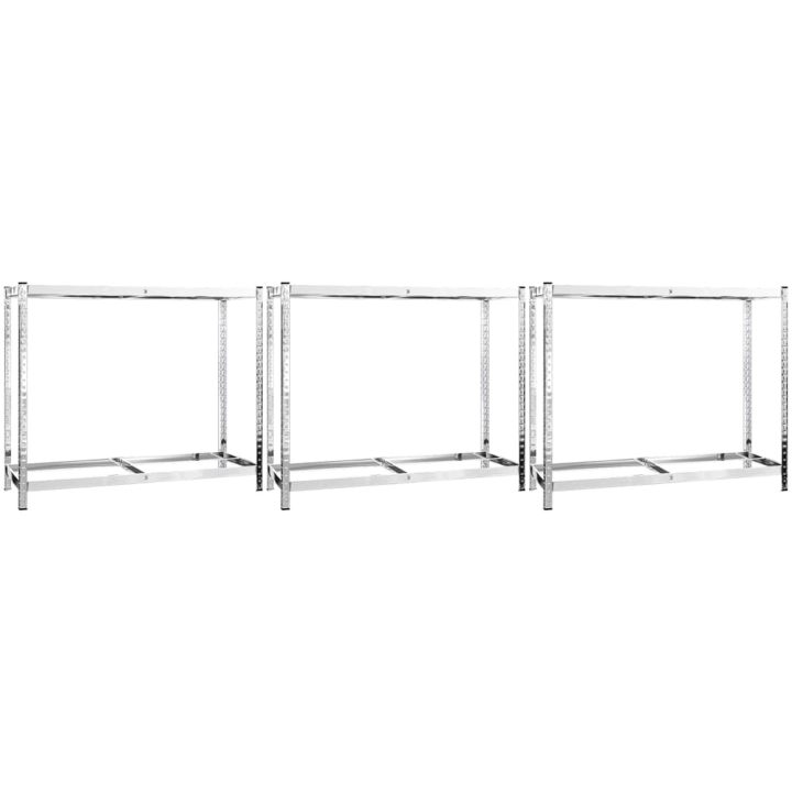 Däckställ 2 hyllplan silver 3 st stål vidaXL 110 x 40 x 110 cm – bild 2