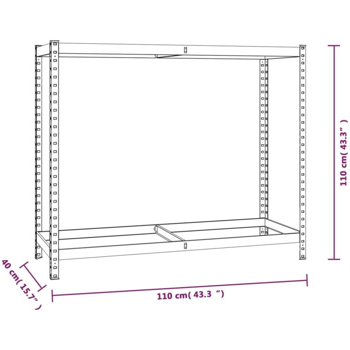 Däckställ 2 hyllplan silver stål vidaXL 110 x 40 x 110 cm – bild 8