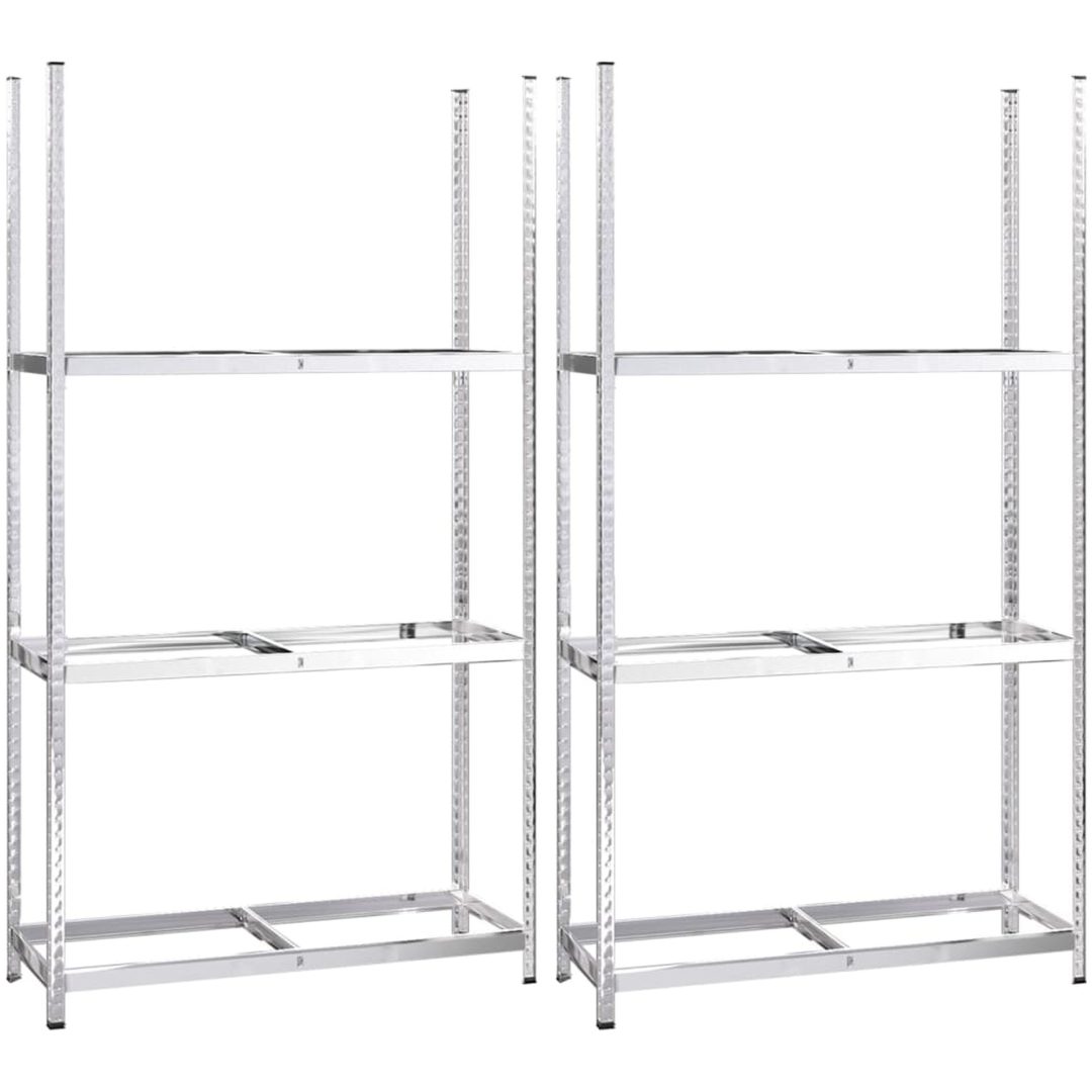 Däckställ 3 hyllplan silver 2 st stål vidaXL 110 x 40 x 200 cm – bild 2