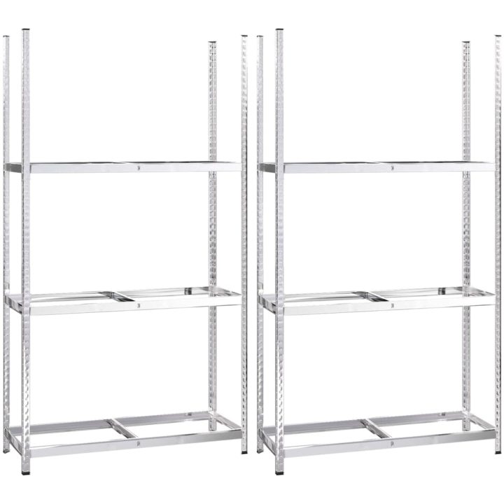 Däckställ 3 hyllplan silver 2 st stål vidaXL 110 x 40 x 200 cm – bild 2