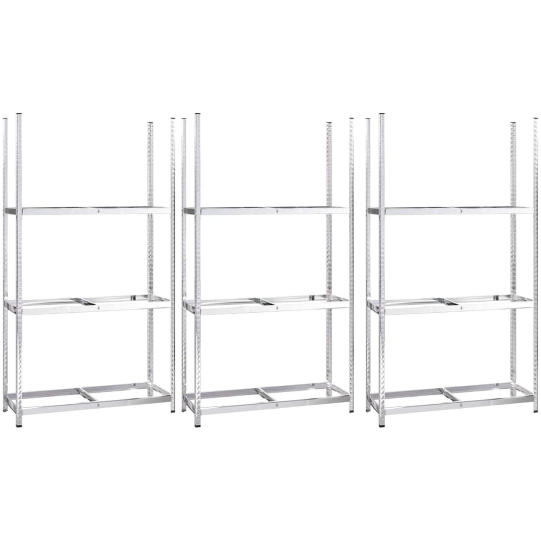 Däckställ 3 hyllplan silver 3 st stål vidaXL 110 x 40 x 200 cm – bild 2