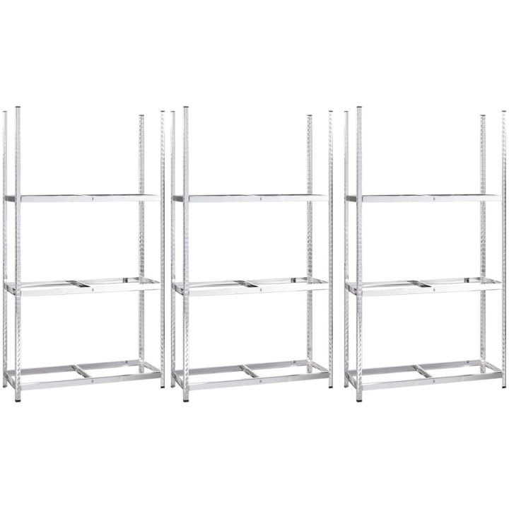 Däckställ 3 hyllplan silver 3 st stål vidaXL 110 x 40 x 200 cm – bild 2