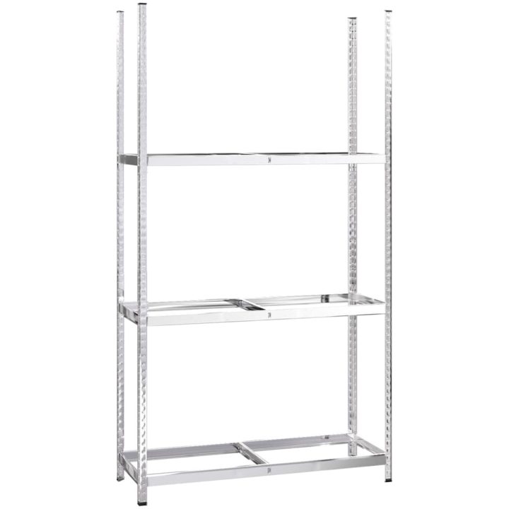 Däckställ 3 hyllplan silver 3 st stål vidaXL 110 x 40 x 200 cm – bild 4