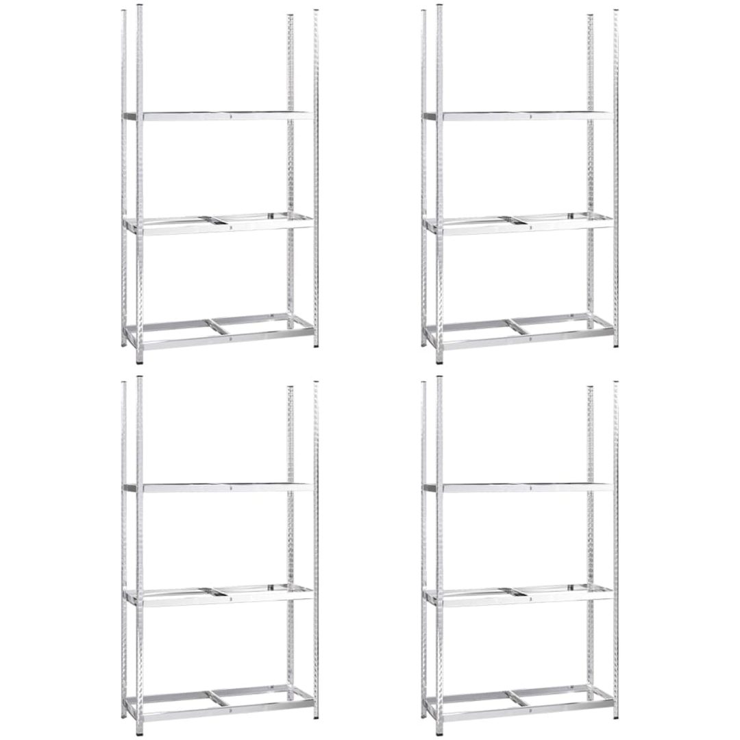 Däckställ 3 hyllplan silver 4 st stål vidaXL 110 x 40 x 200 cm – bild 2