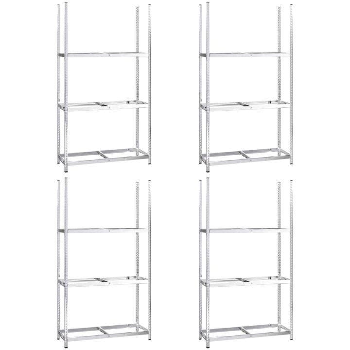 Däckställ 3 hyllplan silver 4 st stål vidaXL 110 x 40 x 200 cm – bild 2