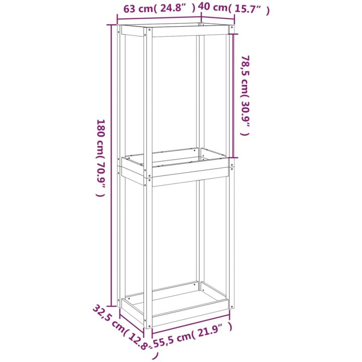 Däckställ massiv furu vidaXL 63 x 40 x 180 cm – bild 9