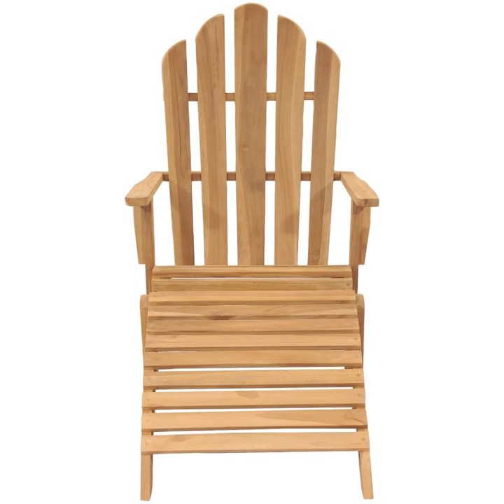 Däckstol med fotpall massiv teak vidaXL – bild 2