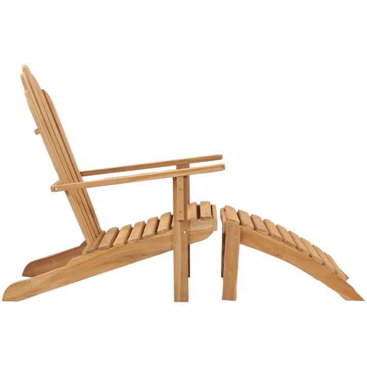Däckstol med fotpall massiv teak vidaXL – bild 3