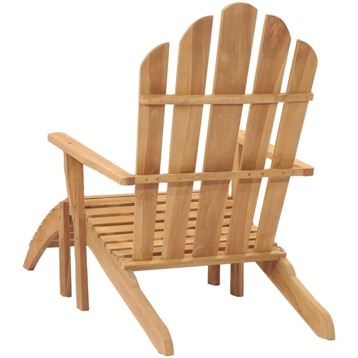 Däckstol med fotpall massiv teak vidaXL – bild 4