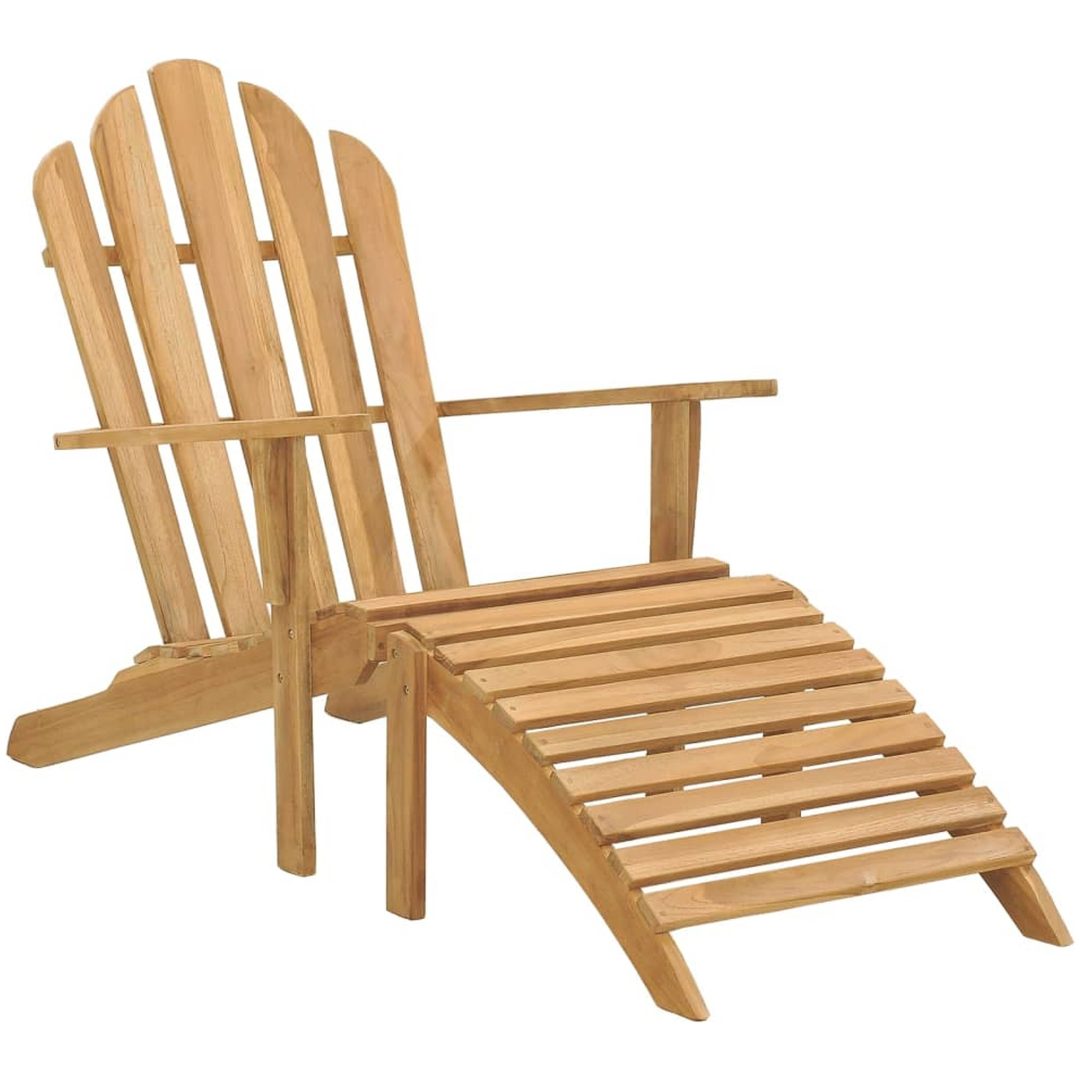 Däckstol med fotpall massiv teak vidaXL