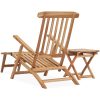 Däckstol med fotstöd och bord massiv teak vidaXL – miniatyr 3