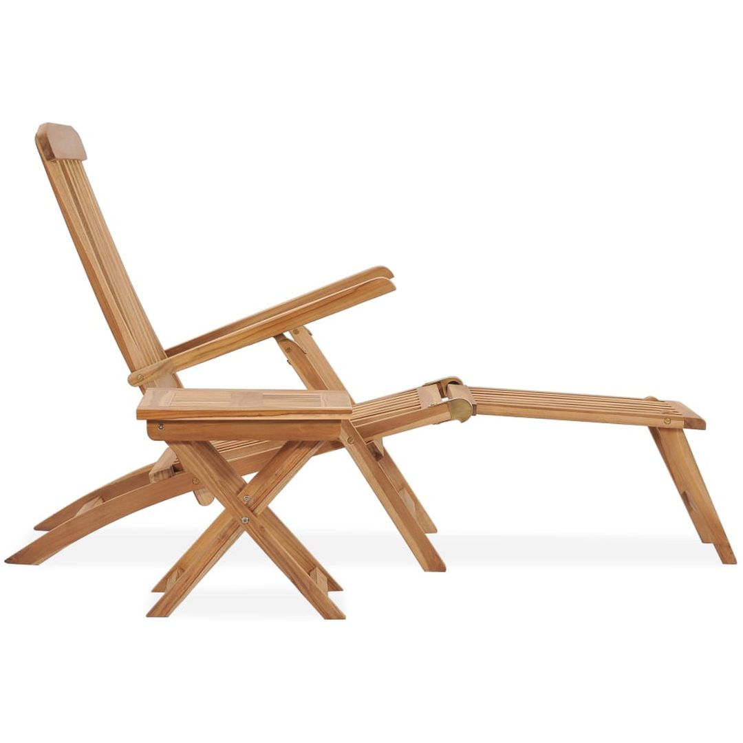 Däckstol med fotstöd och bord massiv teak vidaXL – bild 5