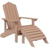 Däckstolar för trädgården 2 st med fotpall HDPE brun vidaXL – miniatyr 3