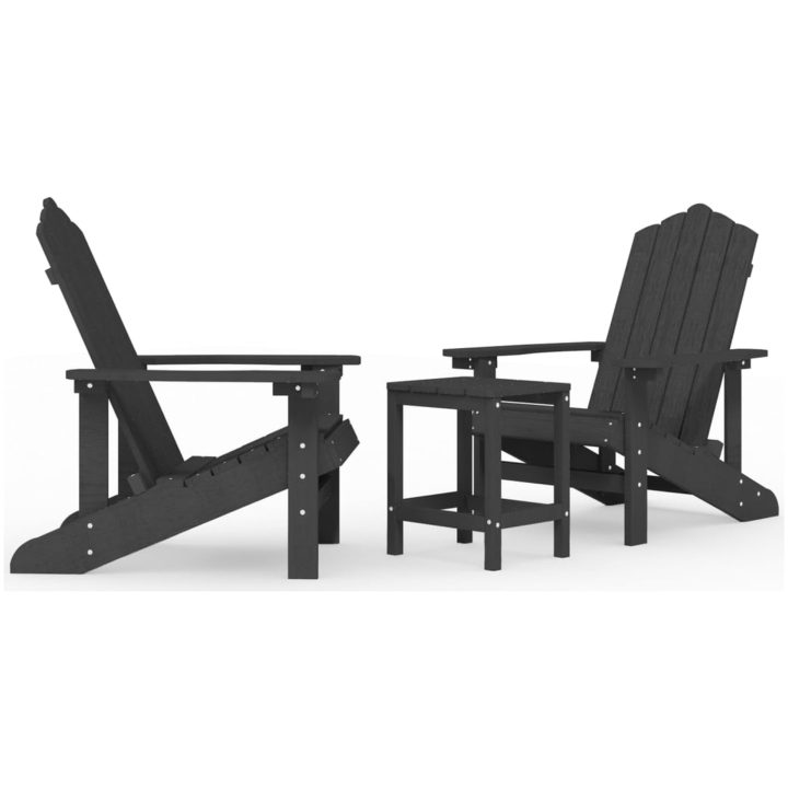Däckstolar för trädgården med bord HDPE antracit vidaXL – bild 2
