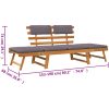 Dagbädd för trädgård med dynor 2-i-1 190 cm massivt akaciaträ vidaXL – miniatyr 10