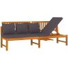 Dagbädd med gråa dynor 200x60x75 cm massivt akaciaträ vidaXL – miniatyr 2