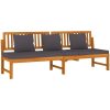Dagbädd med gråa dynor 200x60x75 cm massivt akaciaträ vidaXL – miniatyr 3