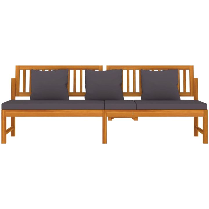 Dagbädd med gråa dynor 200x60x75 cm massivt akaciaträ vidaXL – bild 4