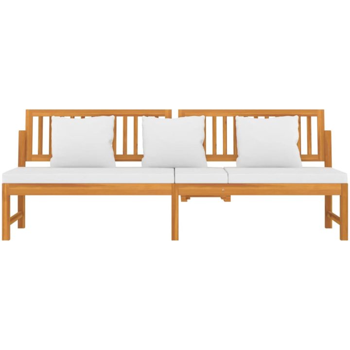 Dagbädd med gräddvita dynor 200x60x75 cm massivt akaciaträ vidaXL – bild 4