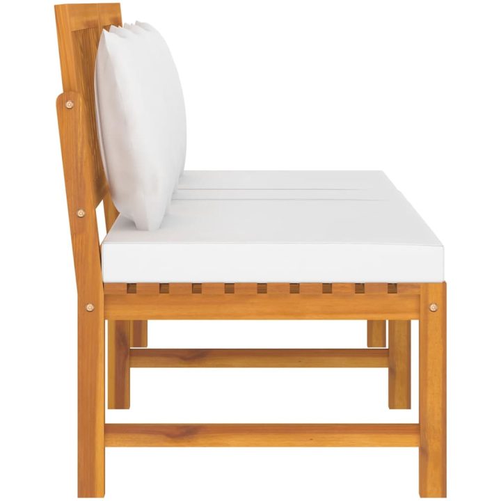Dagbädd med gräddvita dynor 200x60x75 cm massivt akaciaträ vidaXL – bild 5