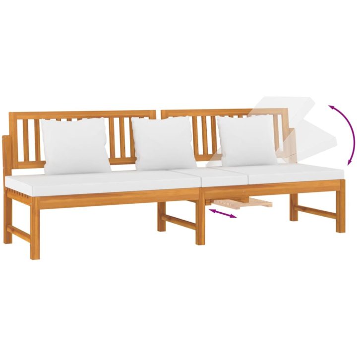 Dagbädd med gräddvita dynor 200x60x75 cm massivt akaciaträ vidaXL – bild 6