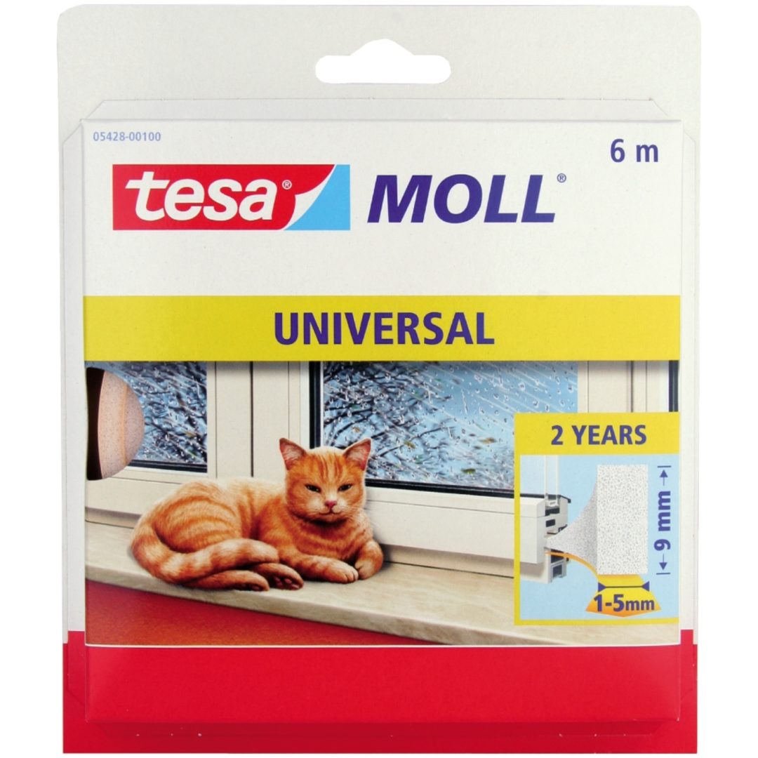 Dammtätningslist självhäftande 5428 TESA Vit L: 6 m