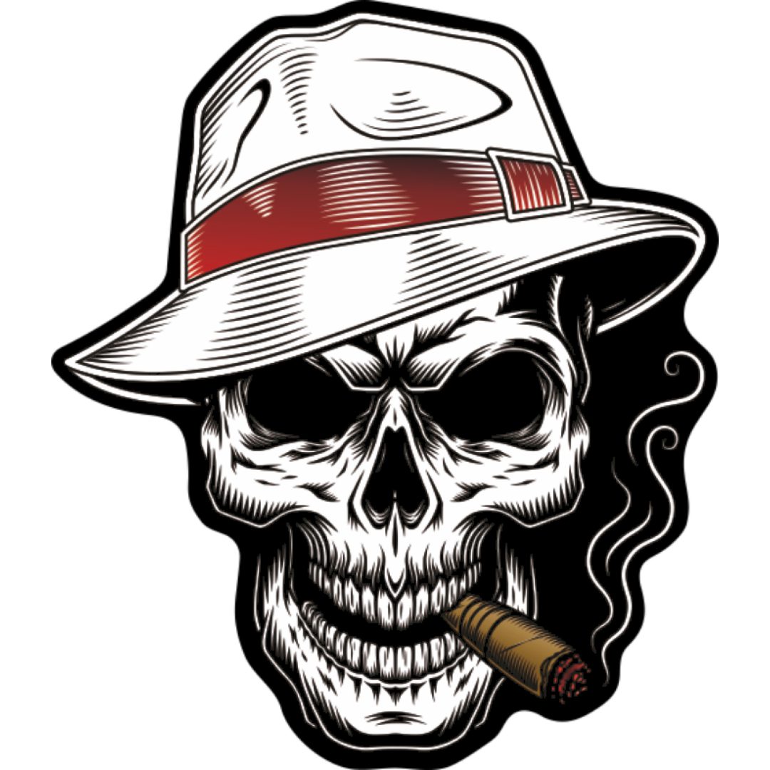 Dekal Flat Label Vit Skull ONEDESIGN Grafik