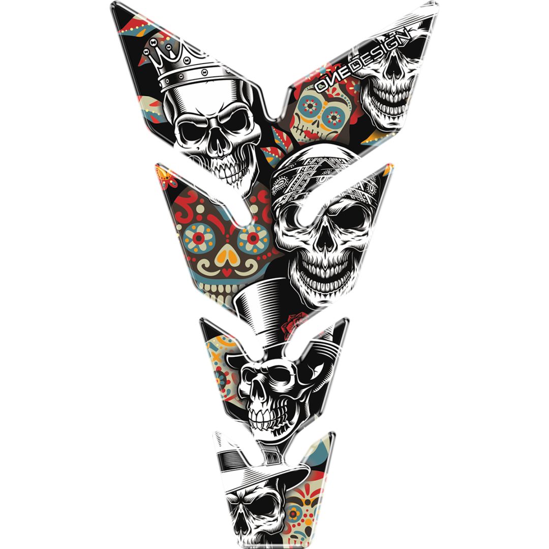 Dekal Tankpad Resin/soft Touch Svart Skull ONEDESIGN Tankskydd