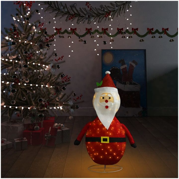 Dekorativ jultomte med LED lyxigt tyg 90 cm vidaXL 90 cm – bild 3