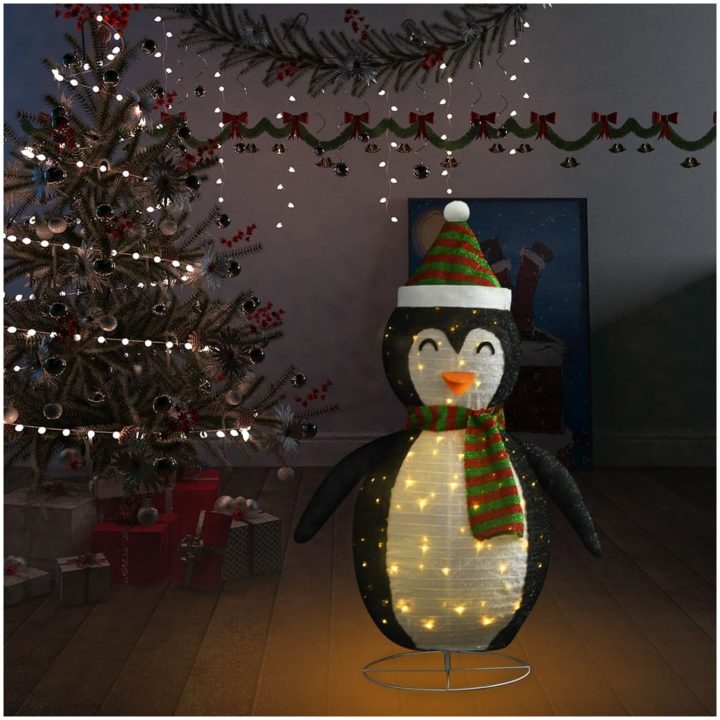 Dekorativ pingvin med LED lyxigt tyg 120cm vidaXL 120 cm – bild 3