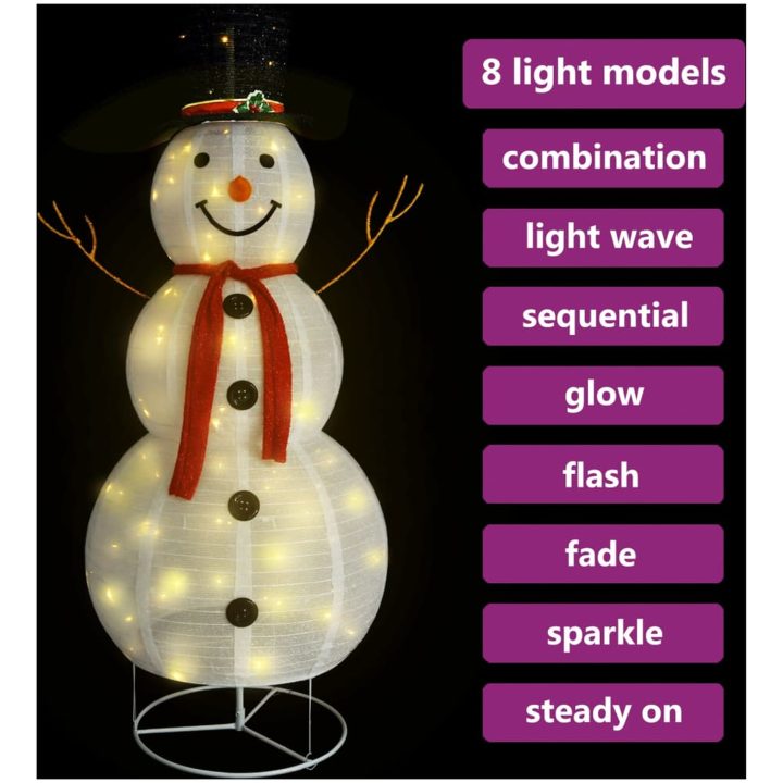 Dekorativ snögubbe med LED lyxigt tyg 180 cm vidaXL 180 cm – bild 3