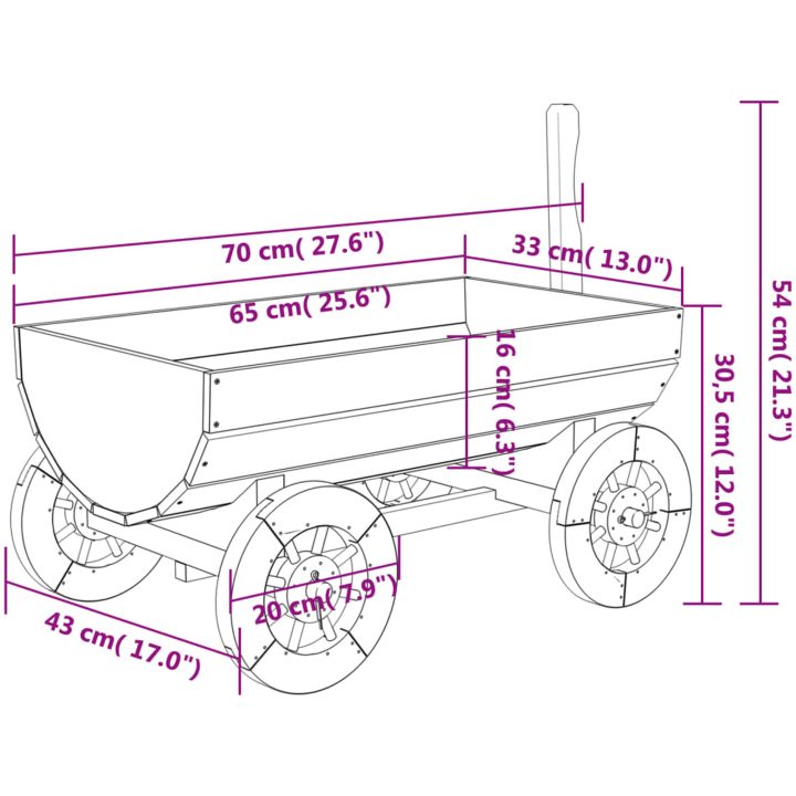 Dekorativ vagn 70x43x54 cm Massivt granträ vidaXL – bild 10
