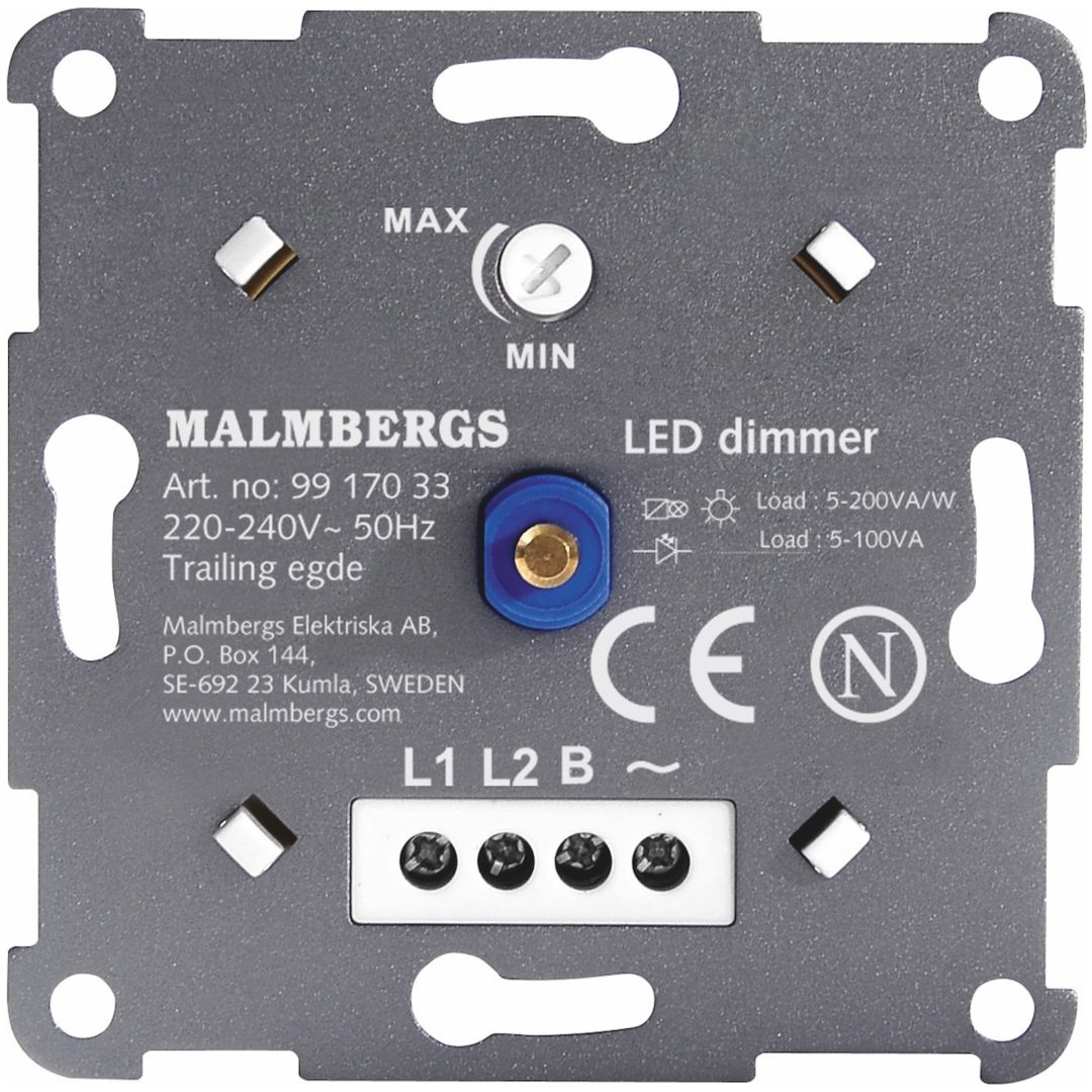 Dimmer, 5-100W LED, Vit, 1-pol/trapp MALMBERGS – bild 2