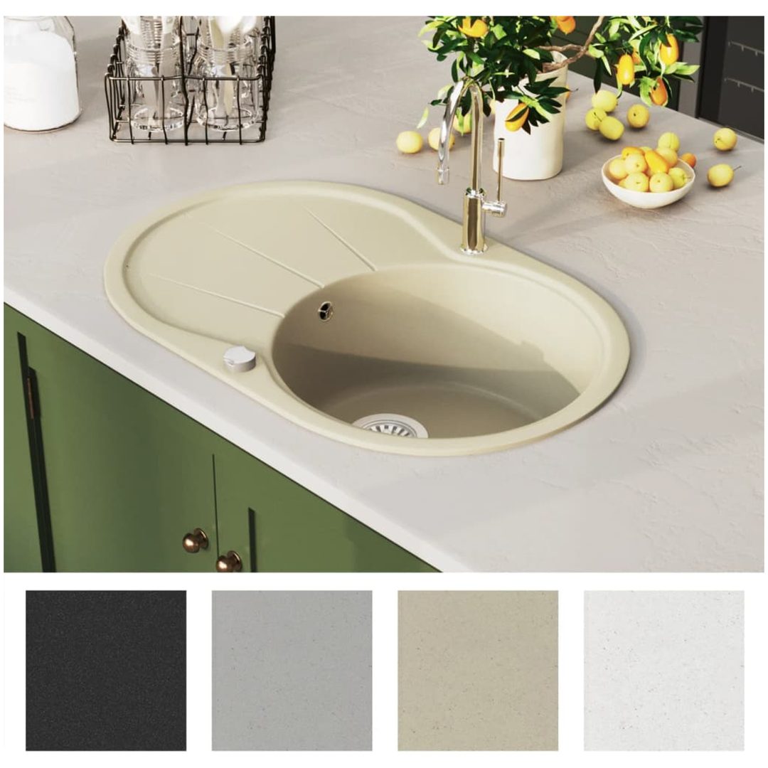 Diskho granit enkel oval beige vidaXL Enkel – bild 3