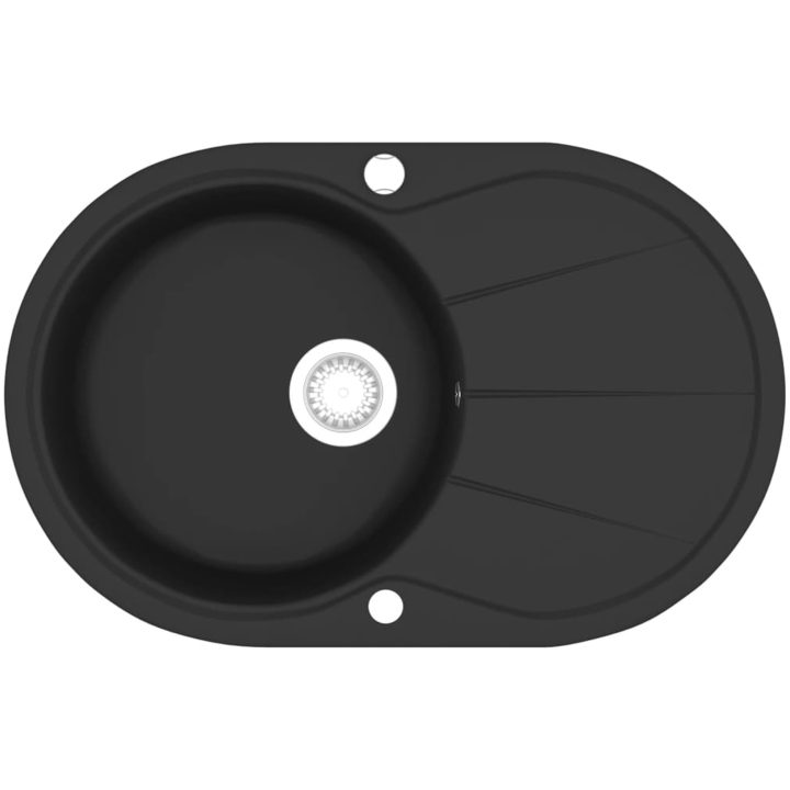 Diskho granit enkel oval svart vidaXL Enkel – bild 2