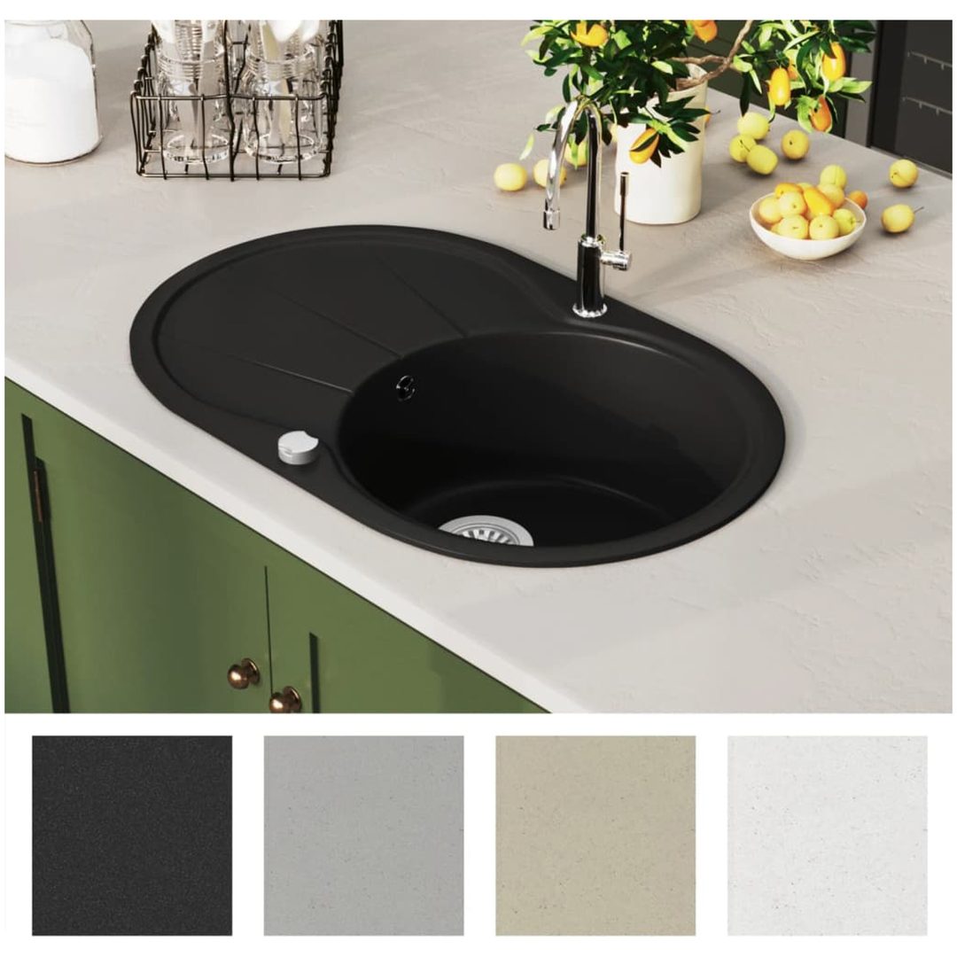 Diskho granit enkel oval svart vidaXL Enkel – bild 3