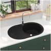 Diskho granit enkel oval svart vidaXL Enkel – miniatyr 1